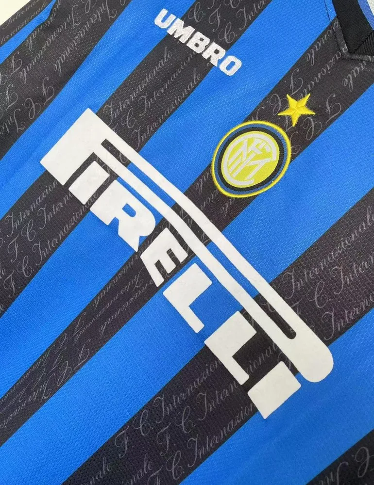 1997/1998 Retro Camiseta Local Internazionale Milan Manga Larga Calidad Tailandesa