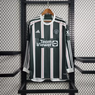 Camiseta de Fútbol Manga Larga 2023/2024 Visitante Manchester United Calidad Tailandesa