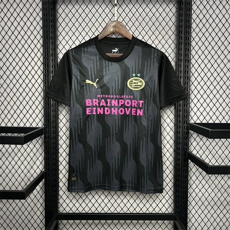 2024/2025 Jersey de Pretemporada Negro Eindhoven Calidad Tailandesa