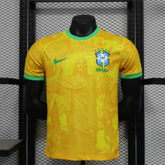 Camiseta de fútbol edición especial Jesus amarillo jugador Brasil 2024 AAA calidad fan