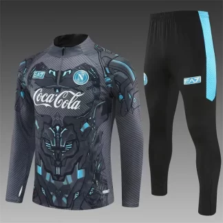 Chándal de entrenamiento con media cremallera gris oscuro de Napoli 2025/2026 Camiseta de fútbol Calidad Thai Set