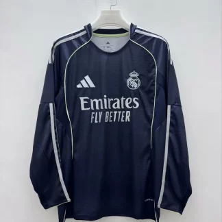 2025/2026 Manga larga Real Madrid Visitante Camiseta de fútbol Calidad tailandesa