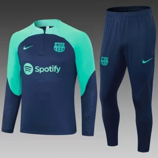 2023/2024 Barcelona Media Cremallera Chándal Azul Real Camiseta Set