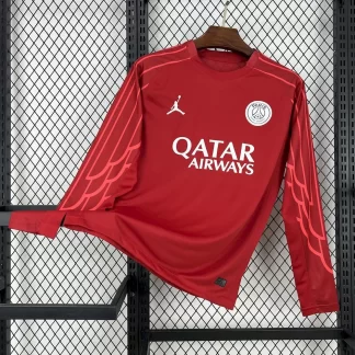 2025/2026 Camiseta de Fútbol Portero Rojo Paris Saint-Germain Manga Larga Calidad Tailandesa