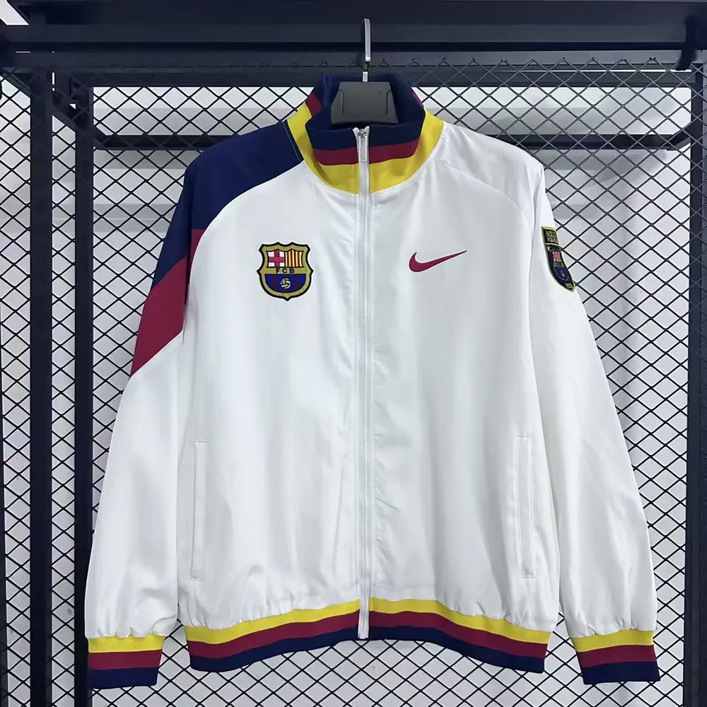 2025-2026 Cortavientos Barcelona Blanco Camiseta Calidad Tailandesa