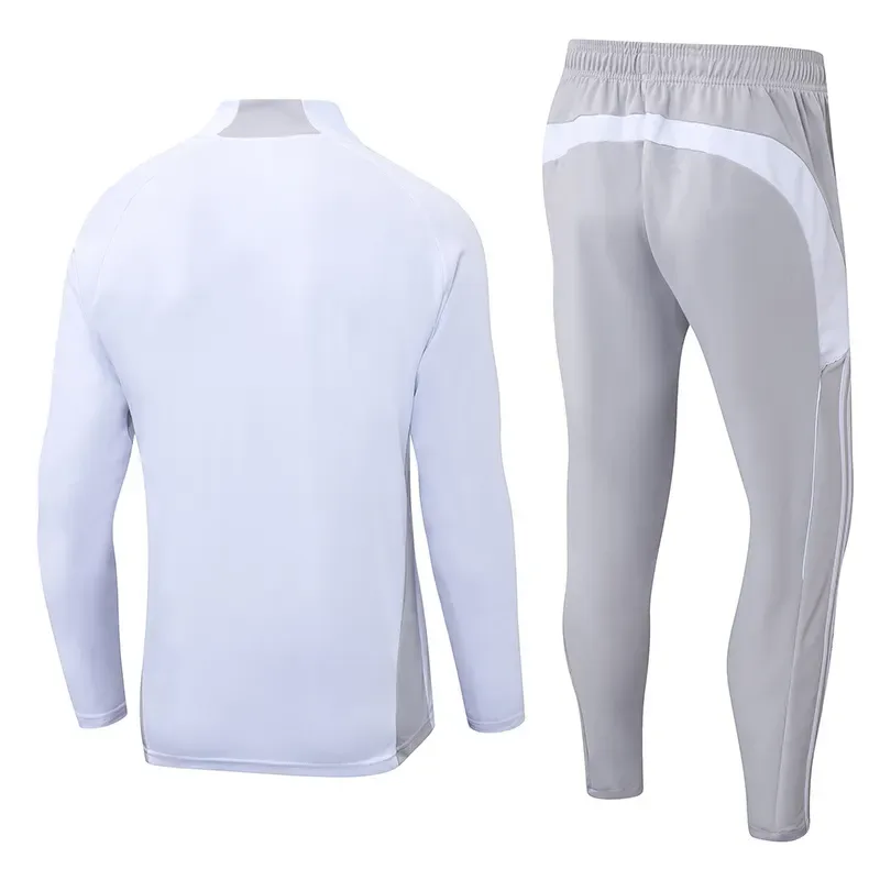 Conjunto de entrenamiento blanco gris de tiro medio Real Madrid 2025-2026 Calidad Thai
