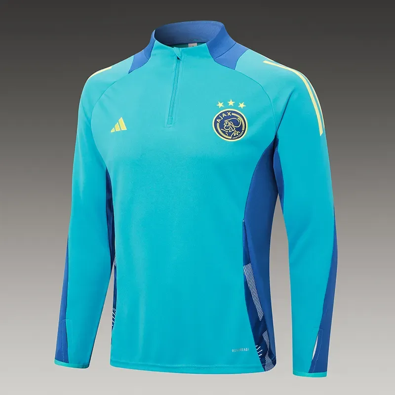 2024/2025 Conjunto de Entrenamiento Semi-Cuello Ajax Azul Celeste Camiseta de Fútbol Calidad Tailandesa