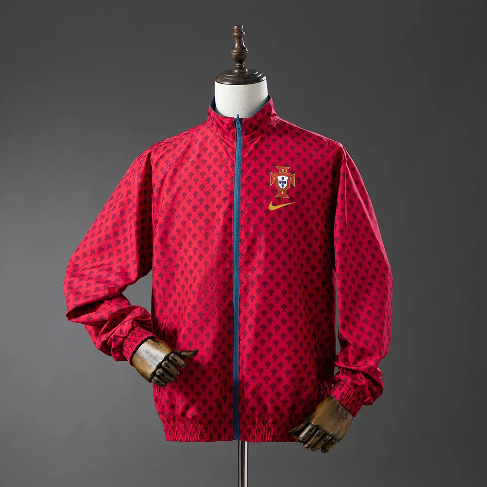 Cazadora cortavientos reversible de Portugal 2026 -Roja y Cian AAA calidad fan