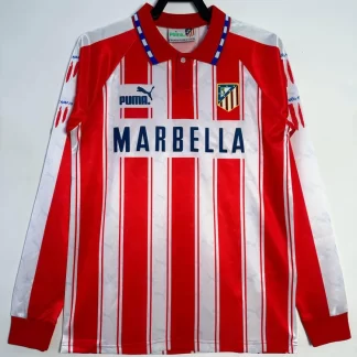 1994/1995 Retro Manga Larga Atletico Madrid Camiseta de Local Fútbol Calidad Tailandesa