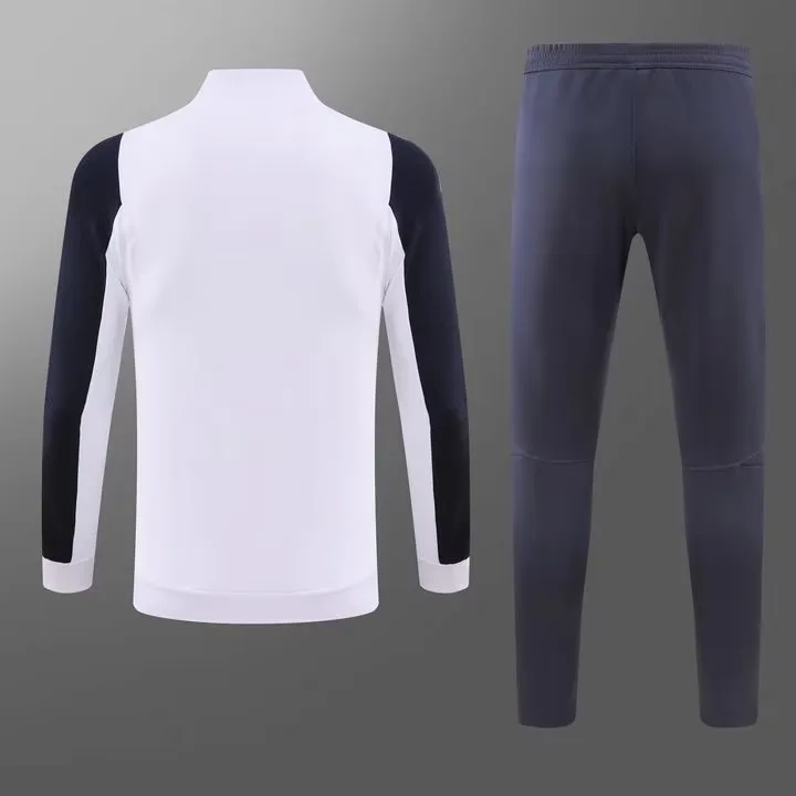 Camiseta de Fútbol Real Madrid Chaqueta Cremallera Larga Blanca 2023/2024 Set