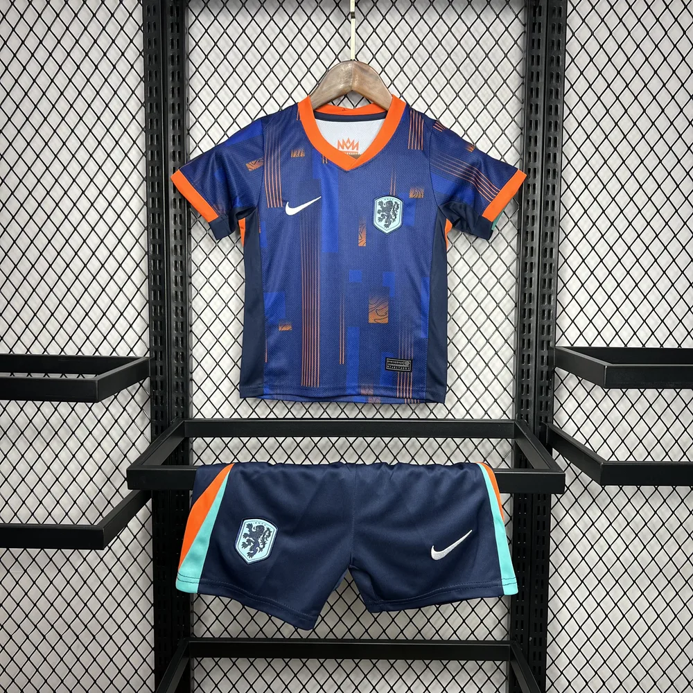 Camiseta de fútbol visitante de Países Bajos 2024 AAA calidad fan talla infantil