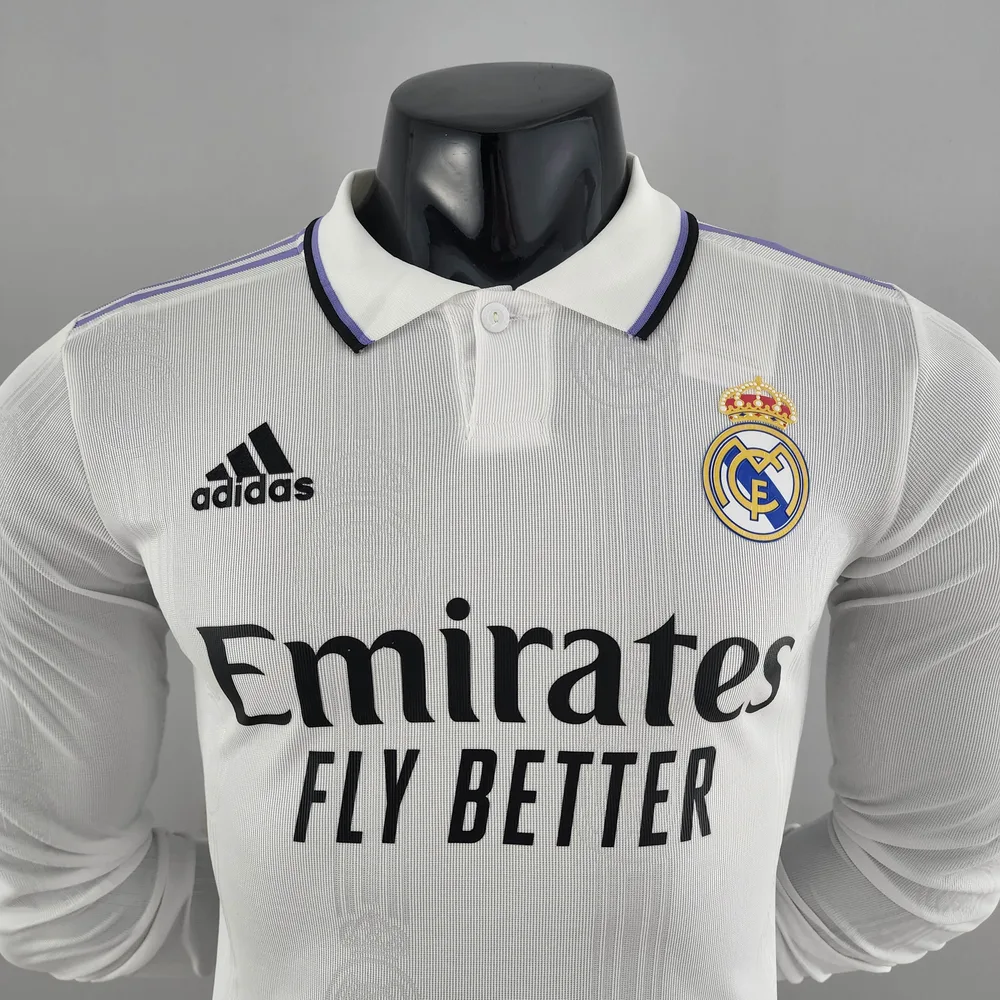 2022/2023 Manga Larga Versión Jugador Real Madrid Local Calidad Tailandesa