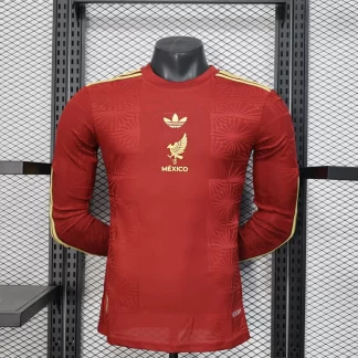 2025/2026 Camiseta de Manga Larga Roja de la Edición Especial de la Selección de México Versión Jugador Calidad Thai