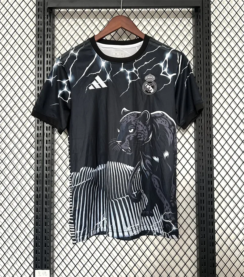 2024/2025 Real Madrid Camiseta Edición Especial Leopardo Negro Calidad Tailandesa