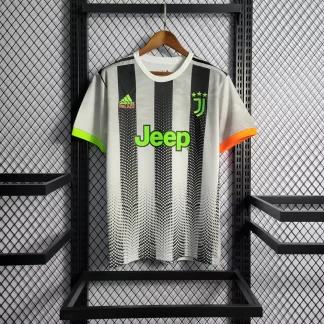Camiseta de fútbol edición conjunta retro de rayas blancas y negras de la Juventus 2019/2020 calidad tailandesa