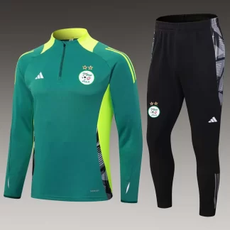 2024 Conjunto de Entrenamiento Semisubido Selección Nacional de Argelia Verde Oscuro Camiseta