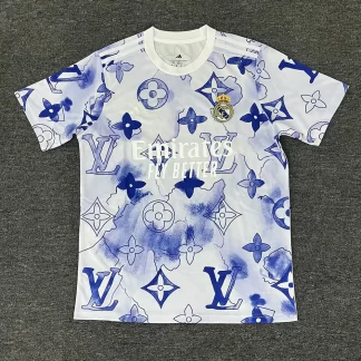 2025/2026 Real Madrid Versión Co-branded Azul y Blanca Camiseta de Fútbol Calidad Tailandesa