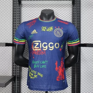 2025/2026 Camiseta Azul Real de Ajax Doodle Plate Versión Jugador Calidad Thai