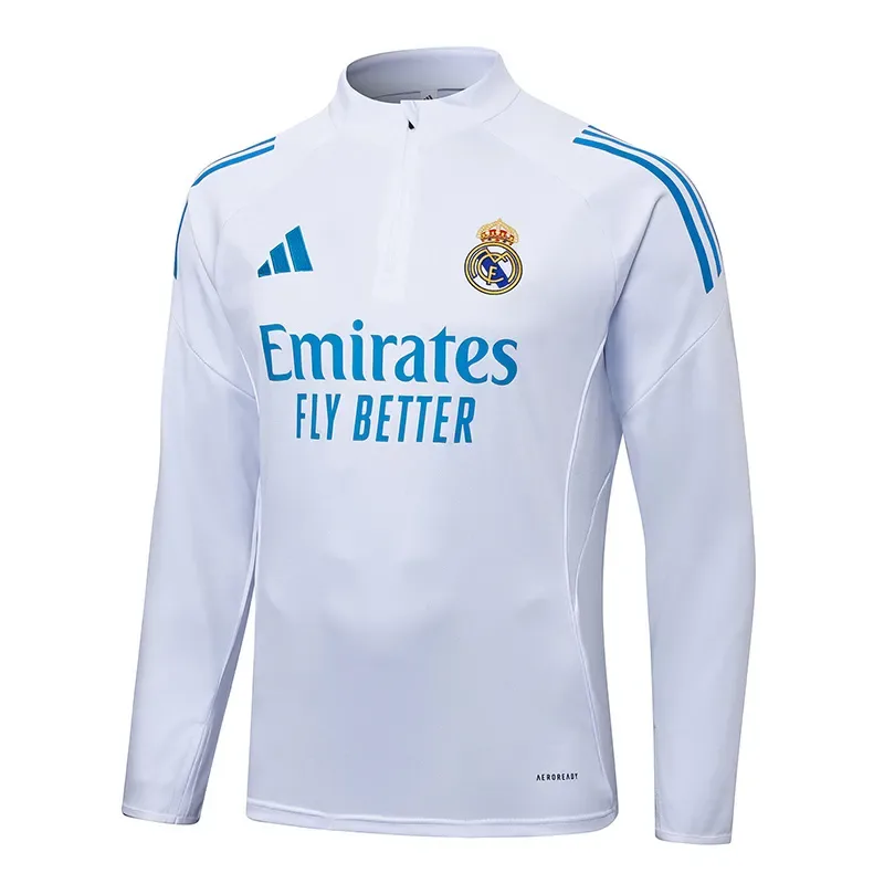 Conjunto de entrenamiento blanco de tiro medio Real Madrid 2025-2026 Calidad Thai Set 01
