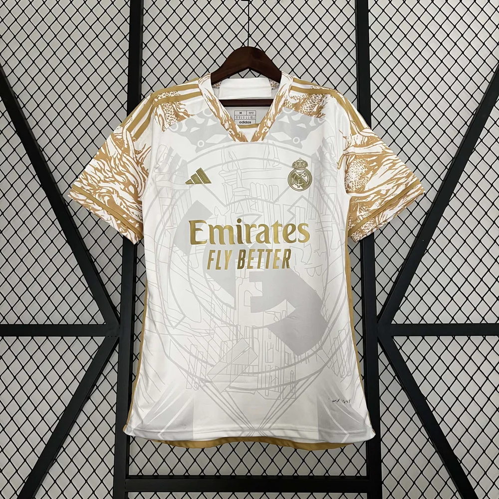 2023/2024 Real Madrid Dragón Dorado Blanco Edición Especial Camiseta de Fútbol Calidad Tailandesa