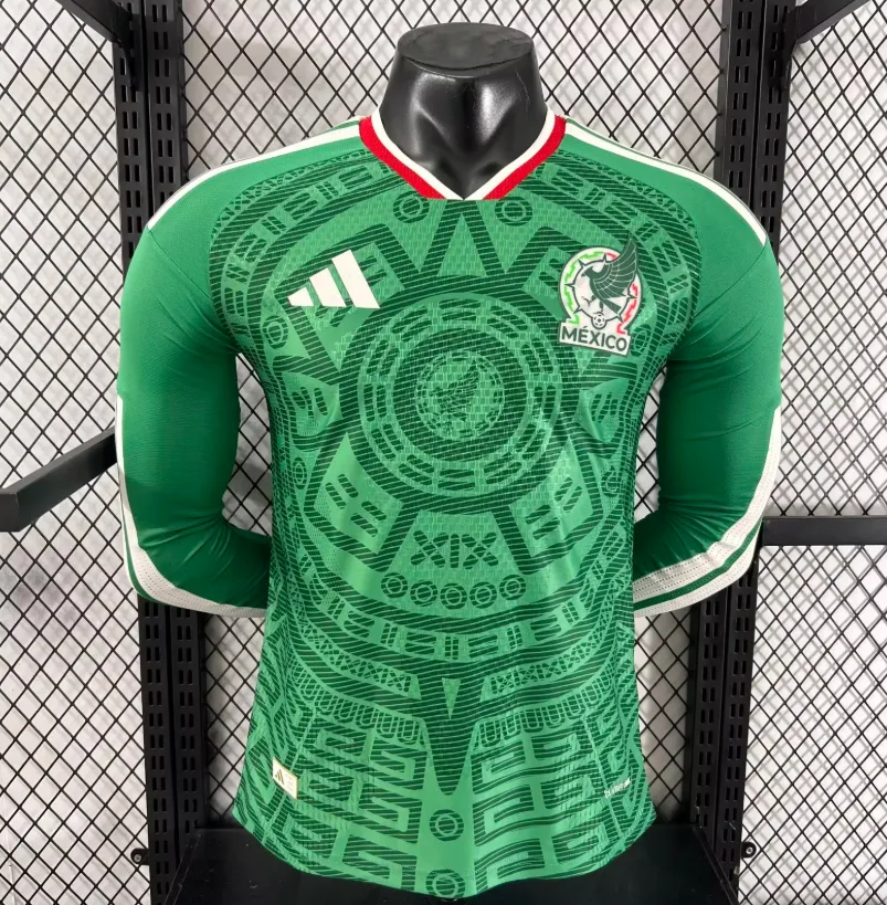 2026 Versión Jugador Manga Larga Camiseta Local México 1:1 Calidad Thai