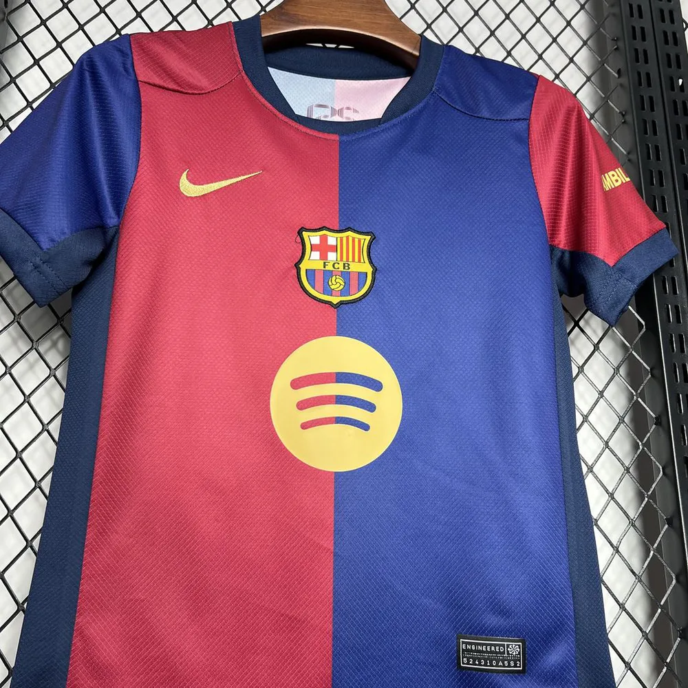 2024/2025 Barcelona Local Sin Spotify Camiseta de Fútbol Calidad Tailandesa Talla Infantil