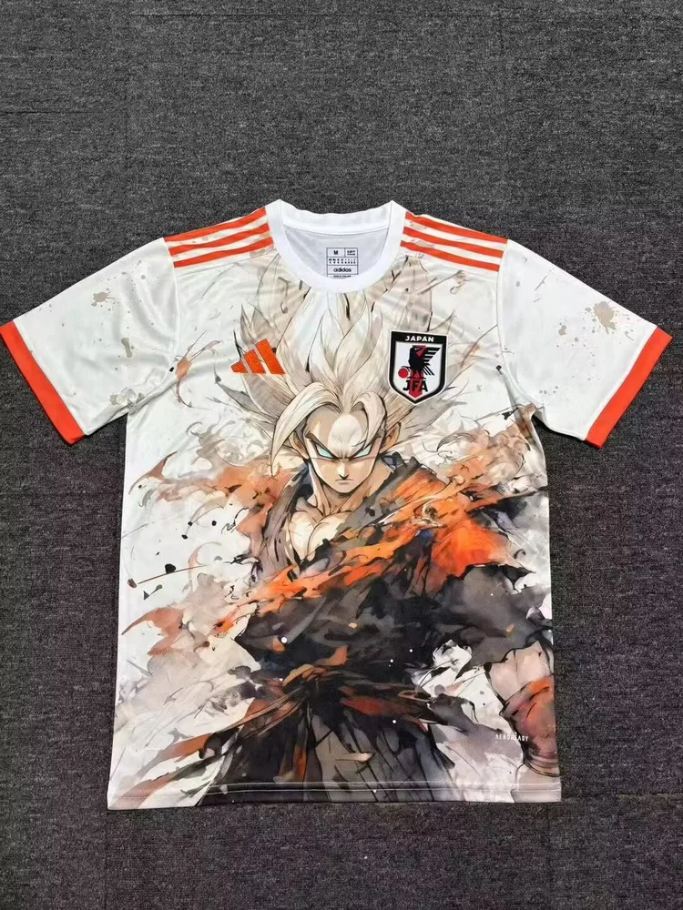 2025/2026 Camiseta de Fútbol Japón Goku Naranja Saiyan Blanca Calidad Tailandesa