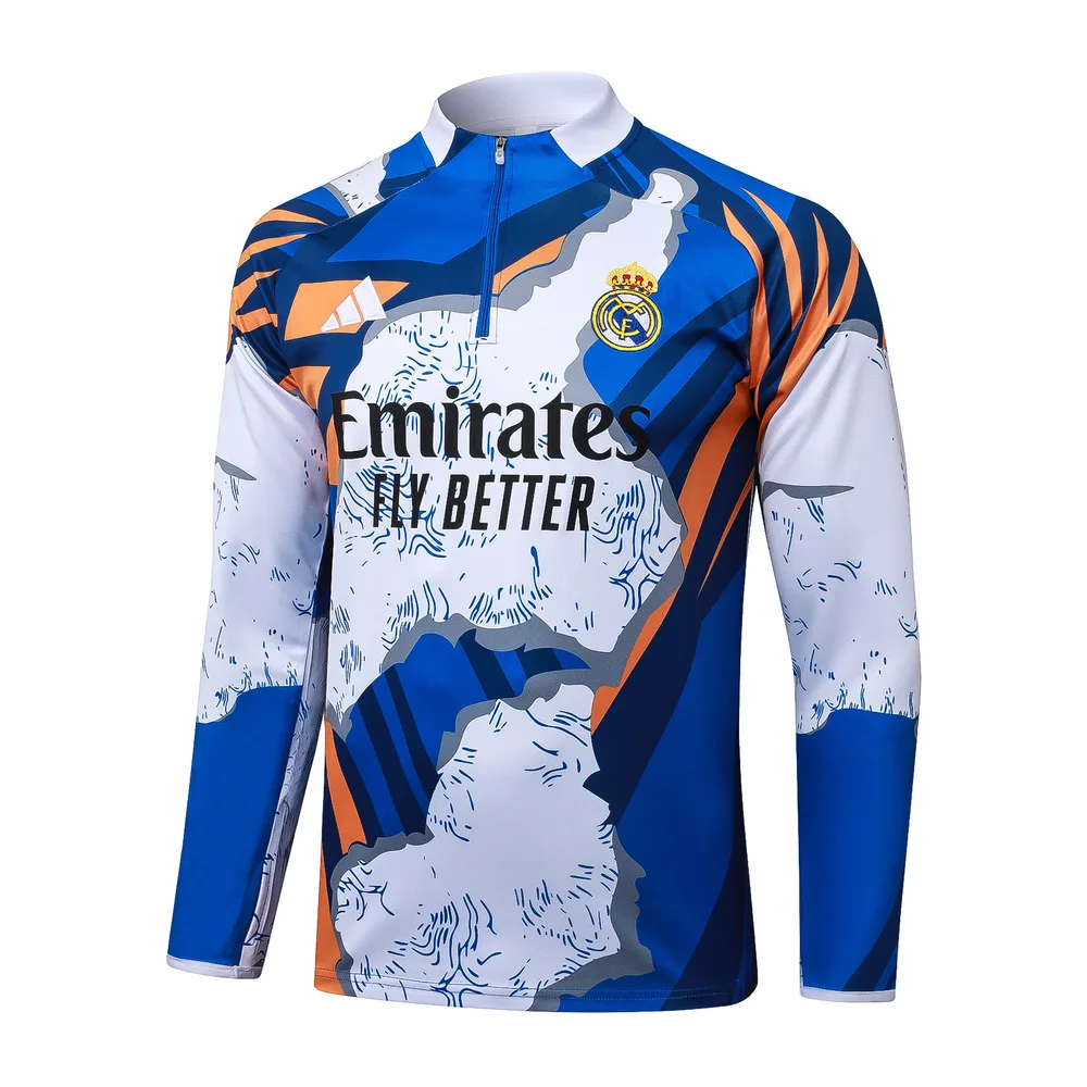 Chándal de entrenamiento con media cremallera de Real Madrid estampado inkjet camuflaje 2025/2026 Camiseta de fútbol Calidad Thai Set