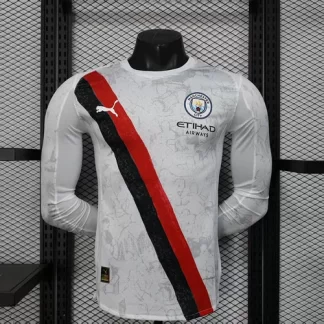 2025/2026 Manga Larga Versión Jugador Manchester City Camiseta de Fútbol Visitante Calidad Tailandesa