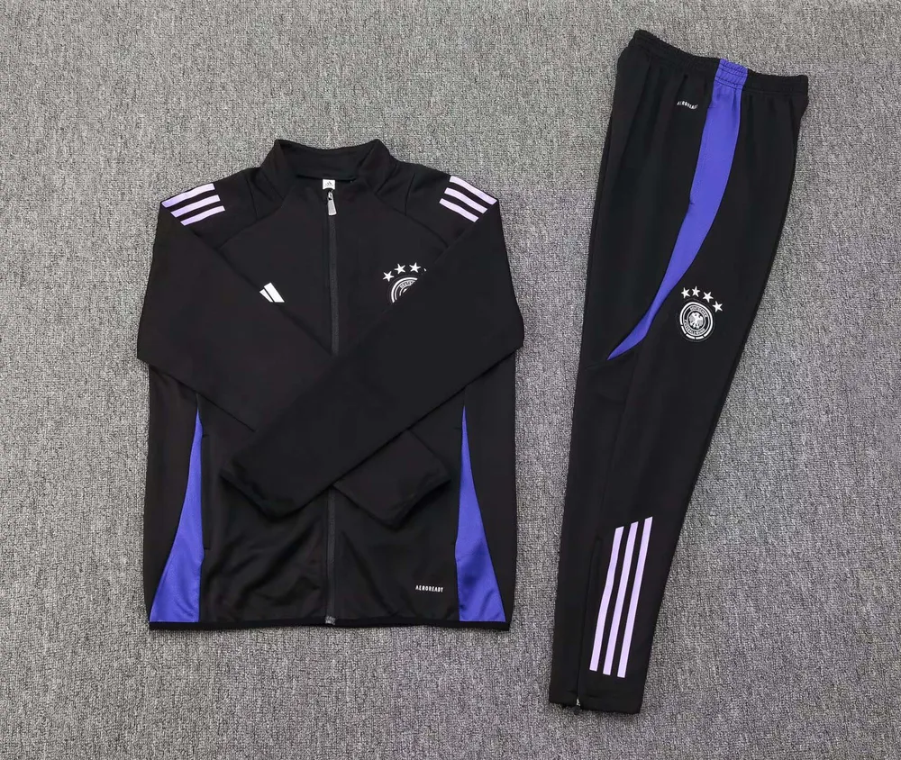 Conjunto de Camiseta de Fútbol Chaqueta Cremallera Larga Negra 2024 de Alemania AAA calidad aficionado