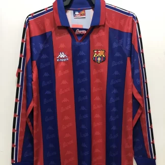 1996/1997 Retro Manga Larga Barcelona Camiseta de Fútbol Local Champions League Calidad Tailandesa