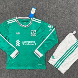 2025/2026 Manga Larga Liverpool Tercera Equipación Visitante Camiseta Fútbol Calidad Tailandesa Talla Infantil