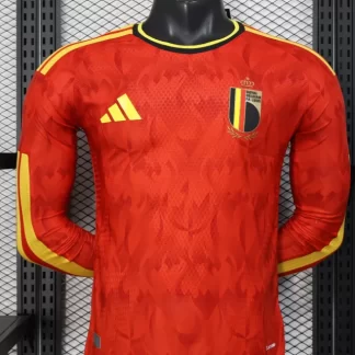 2026 Manga Larga Versión Jugador Bélgica Selección Nacional Local Camiseta de Fútbol 1:1 Calidad Tailandesa