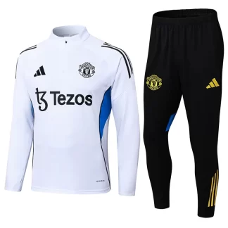 2025/2026 Manchester United Conjunto de Entrenamiento Media Cremallera Blanco Camiseta de Fútbol Calidad Tailandesa Set