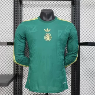 2025/2026 Versión Jugador Manga Larga Edición Especial Verde Selección Mexicana Camiseta de Fútbol Calidad Tailandesa