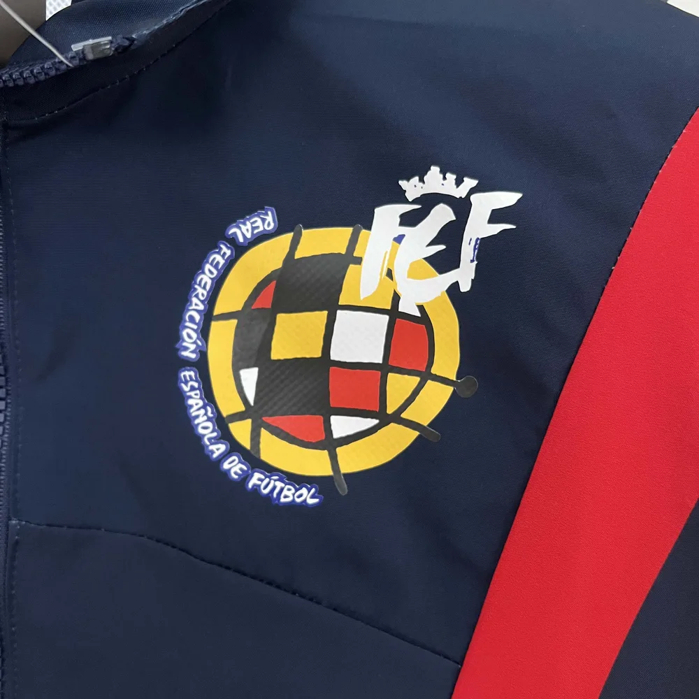 2024 España Cortavientos Azul Marino Camiseta de Fútbol AAA Grado Aficionado