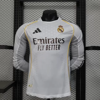 2025/2026 Versión Jugador Real Madrid Local Manga Larga Camiseta Calidad Tailandesa