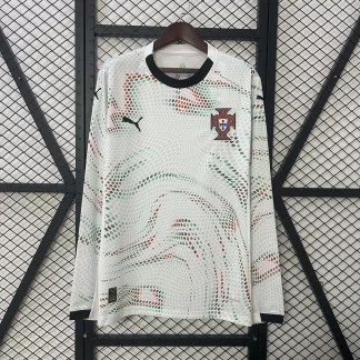 Camiseta de Fútbol Visitante de Portugal de Manga Larga 2025 AAA calidad aficionado