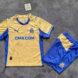 2025/2026 Olympique de Marsella Cuarta Equipación Visitante Fútbol Camiseta Calidad Tailandesa Talla Infantil