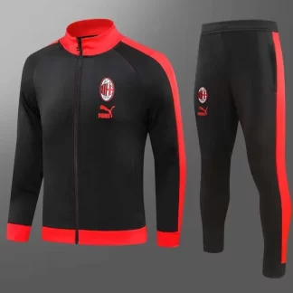 Chaqueta Cremallera Larga 2023/2024 AC Milan Negra Camiseta de Fútbol Calidad Tailandesa Set