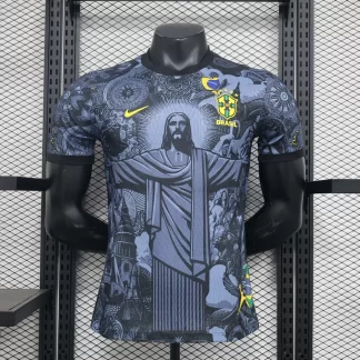 Camiseta de fútbol edición especial Jesus negro gris jugador Brasil 2024