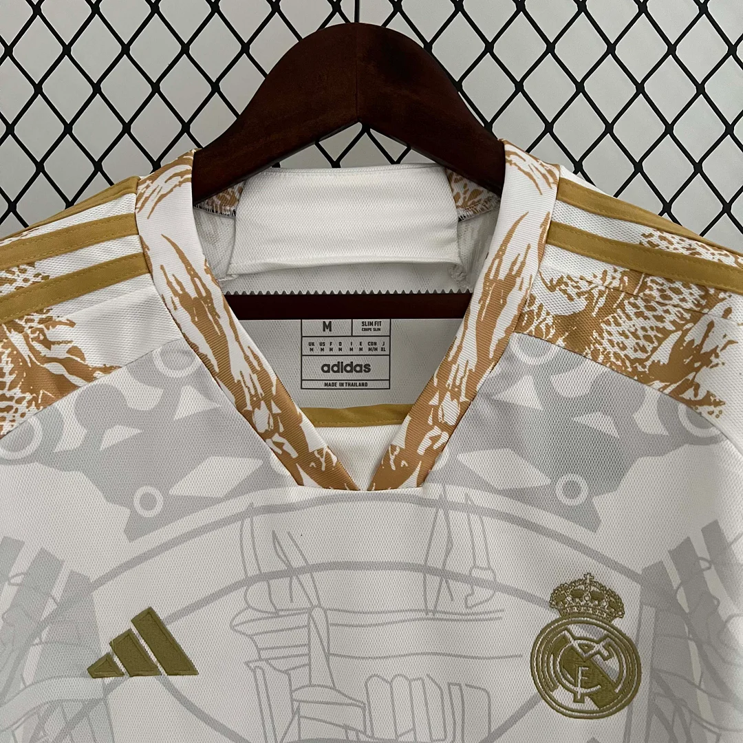 2023/2024 Real Madrid Dragón Blanco Dorado Edición Especial Camiseta Fútbol Calidad Thai