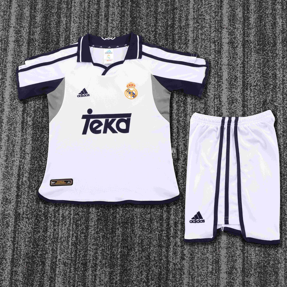 2000-2001 Retro Camiseta Local Real Madrid Calidad Tailandesa Talla Infantil