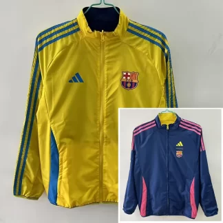 2025/2026 Barcelona Chaqueta Cortavientos Doble Cara Amarilla y Azul Camiseta de Fútbol 1:1 Calidad Tailandesa