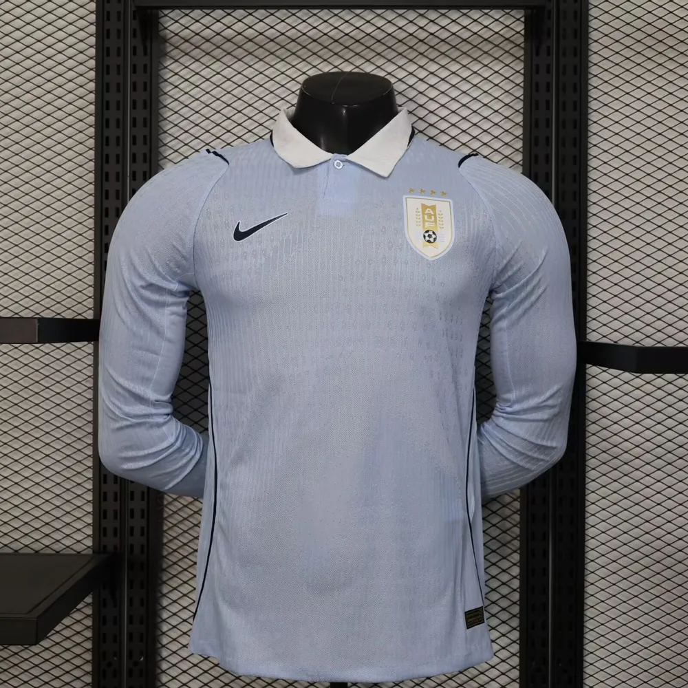 Camiseta de Fútbol de Manga Larga Versión Jugador 2026 de Uruguay Local AAA calidad para aficionados