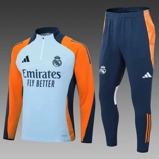 Conjunto de Camiseta de Fútbol Real Madrid Semi-Pull Azul Bebé y Amarillo 2024/2025 Calidad Tailandesa