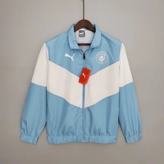 2021/2022 Manchester City Camiseta Cortavientos Azul y Blanco