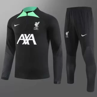 Chándal de Entrenamiento Media Cremallera Liverpool 2023/2024 Negro Camiseta Calidad Tailandesa Set