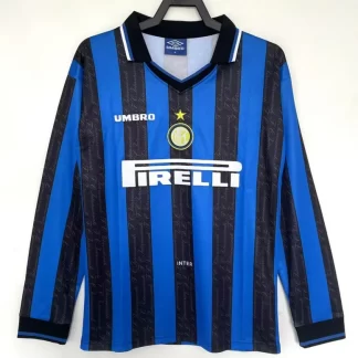 1997/1998 Retro Camiseta Local Internazionale Milan Manga Larga Calidad Tailandesa