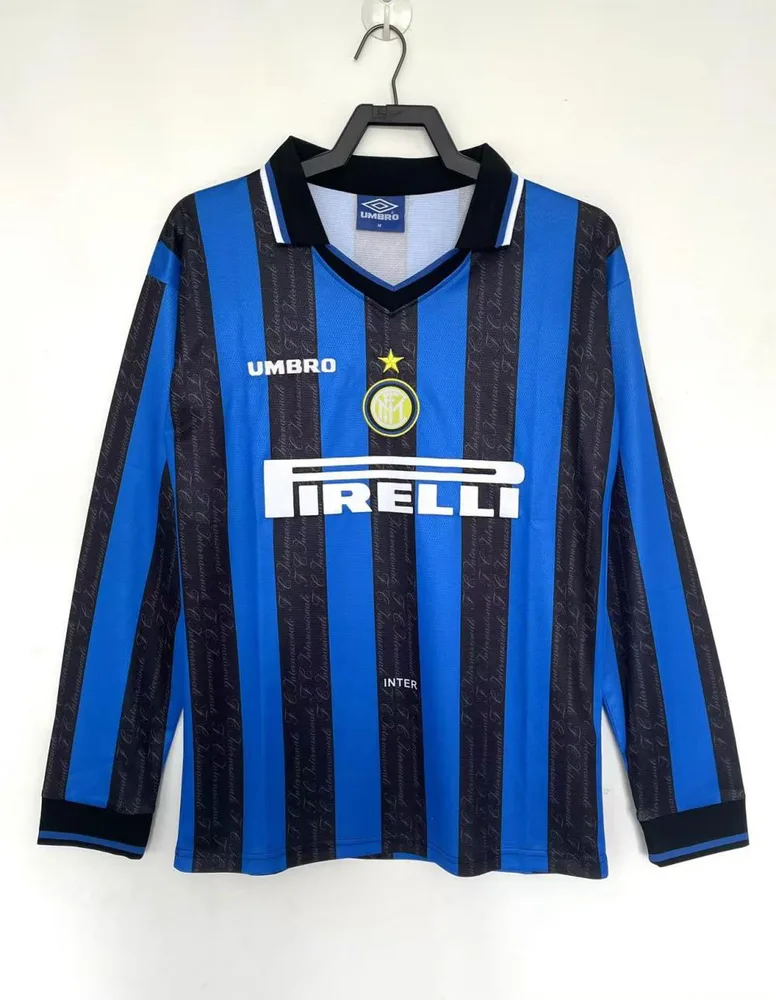 1997/1998 Retro Camiseta Local Internazionale Milan Manga Larga Calidad Tailandesa